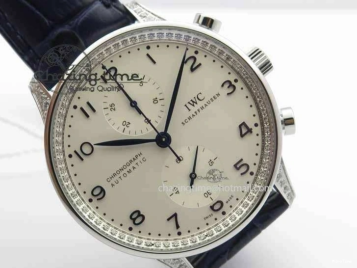 MIROTIME 0328 Portuguese IW3714 Diam ZF V2 1:1 Best Edition White Dial Blue Makers On Blue Leather Strap A79350 (Slim Movement) Stylish 7248